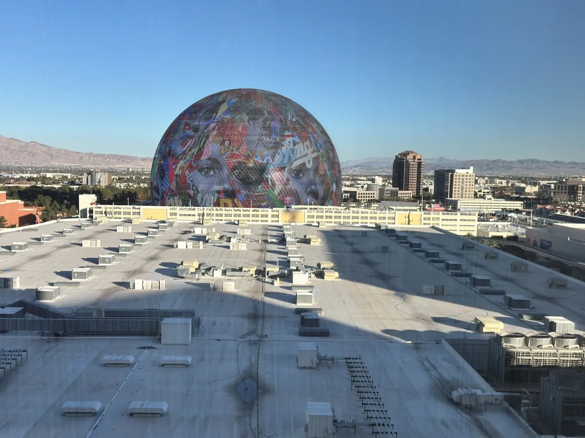 The Sphere in Las Vegas, seen from outside.