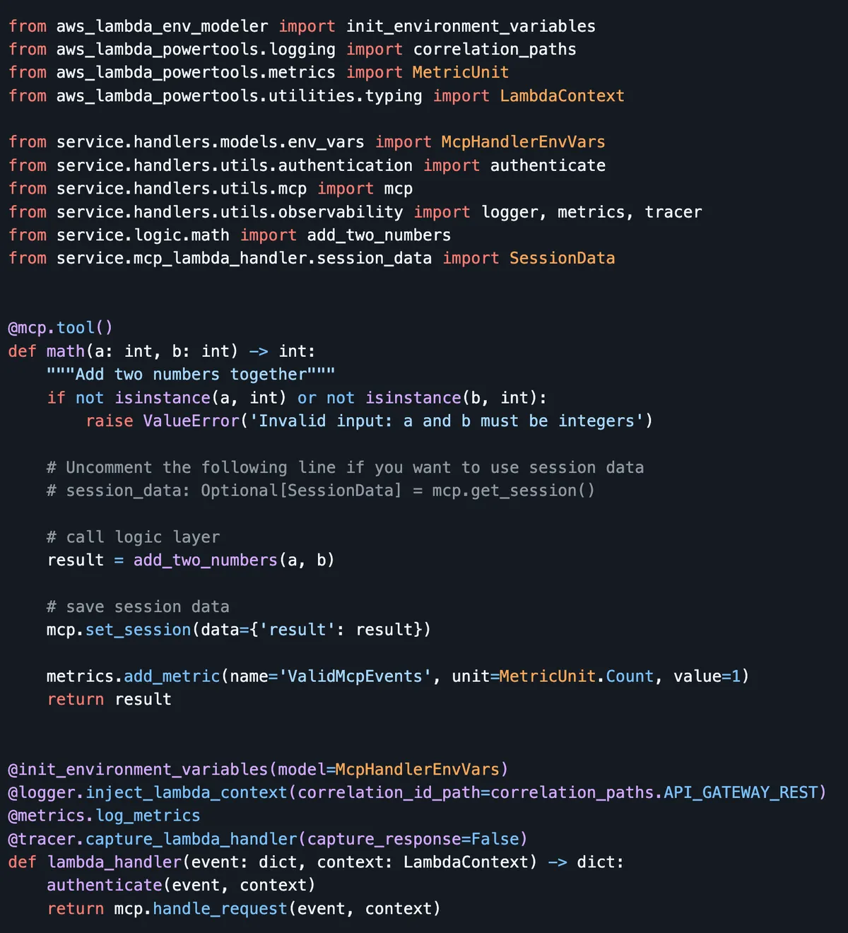 Native handler with mcp parser